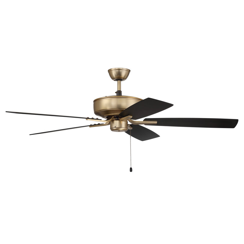52'' Ceiling Fan, Satin Brass With Black Walnut Blades
