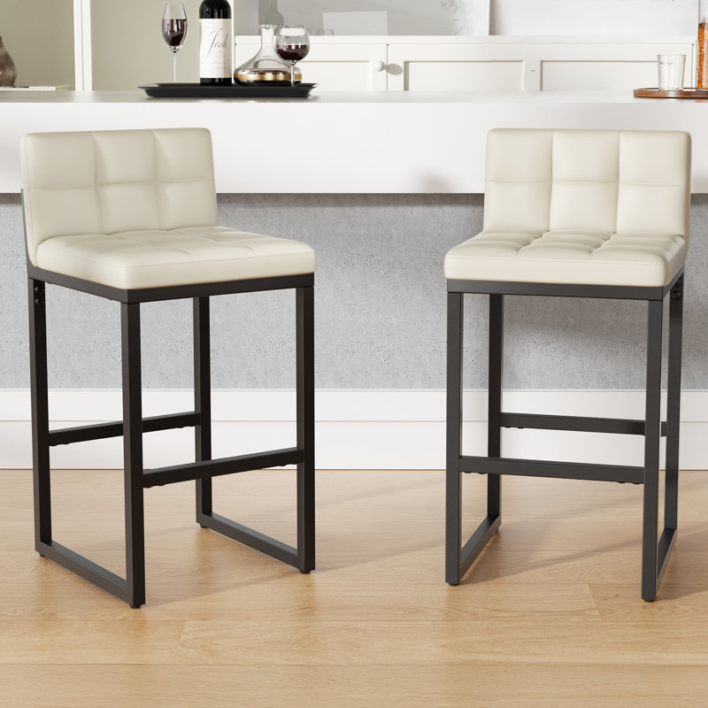 Counter Stool with Metal Frame, Beige