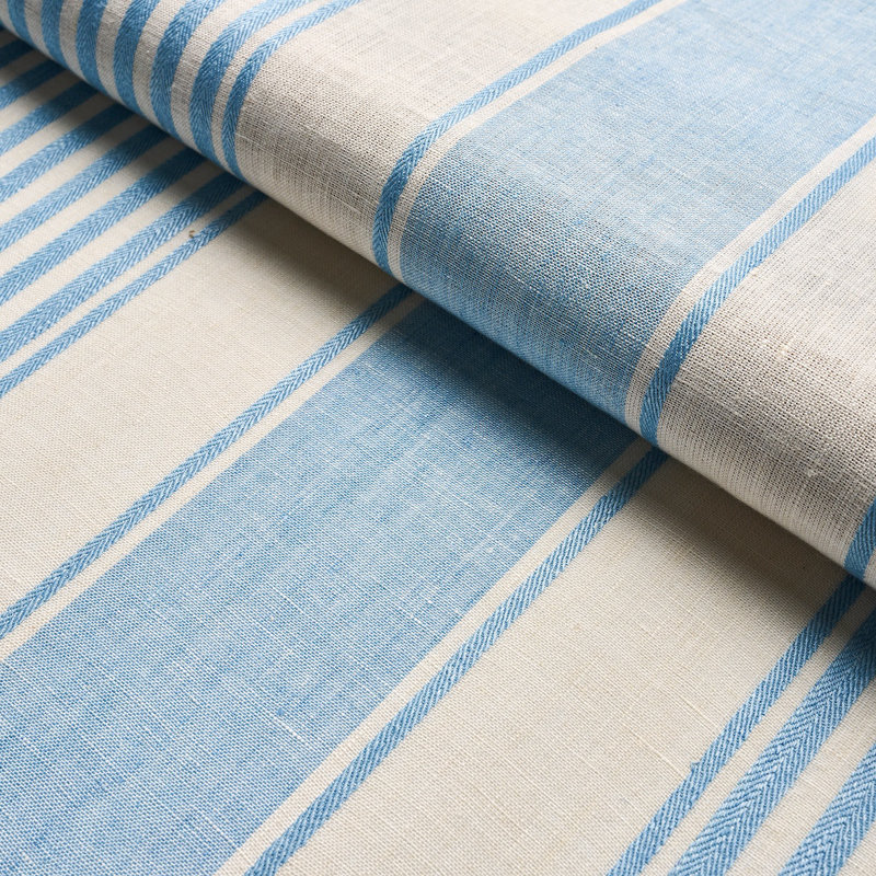 Summerville Linen Stripe Fabric, Sky