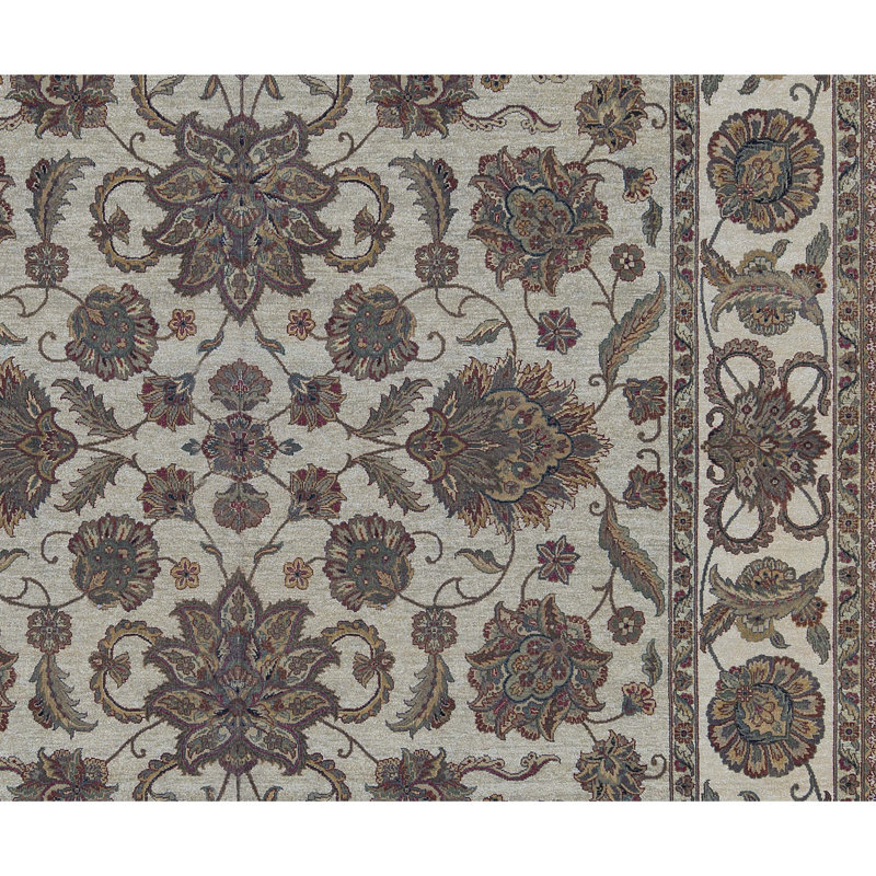 Tapis chameau et crème noué à la main de haute qualité