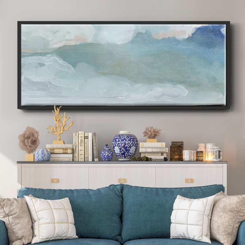 Cerulean Clouds I- Framed Canvas, 20" H x 50" W