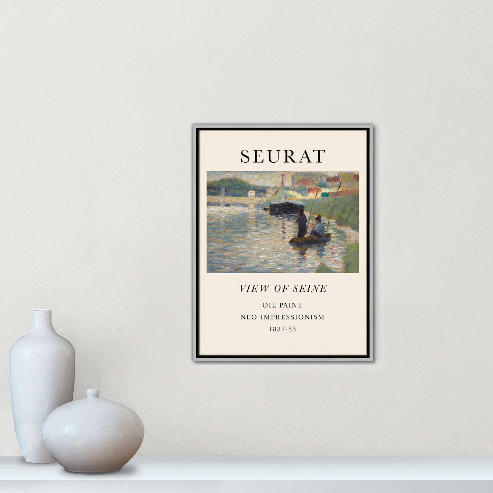 View Of Seine by Georges Seurat, No, 25.5" H x 19.5" W x 2" D, Silver Floater Frame