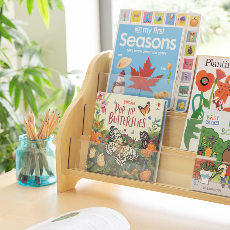 Natural Maple Tabletop Book Display with Acrylic Dividers