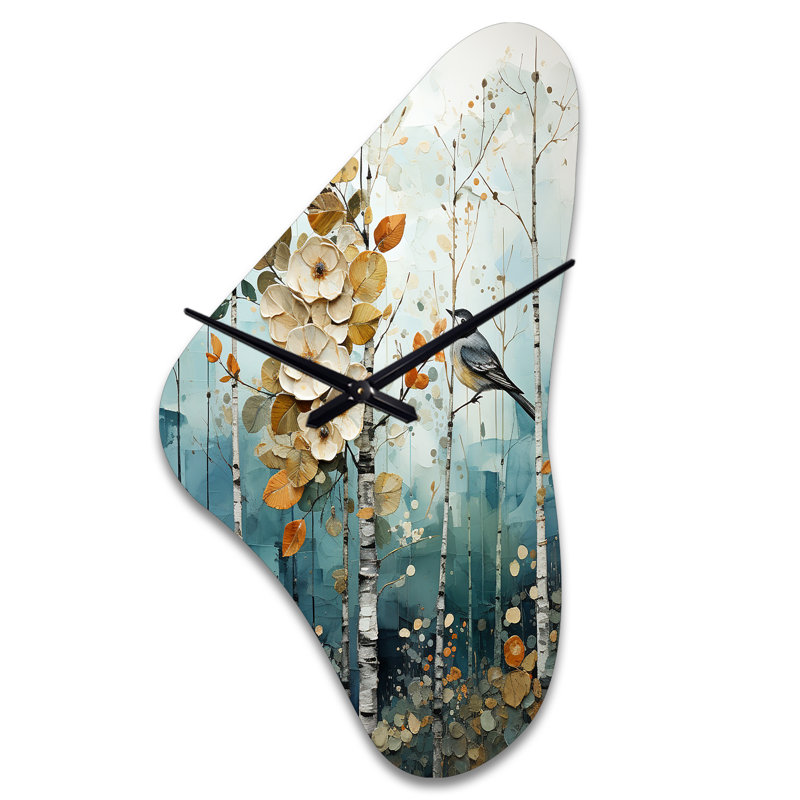Luan - Boomerang Shape Large Tree Birch 3D Wall Clock, Moyenne