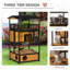 Maison pour chat en bois, abri pour chat avec toit en asphalte, portes de secours, condo, plateforme de saut, jaune