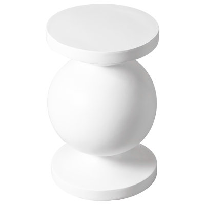  Pillar Side Table, Modern Round Accent Table for Living Room, Patio, and Bedroom, Sculptural Fiberstone Pedestal End Table, Fully Assembled, Indoor/Outdoor Use
