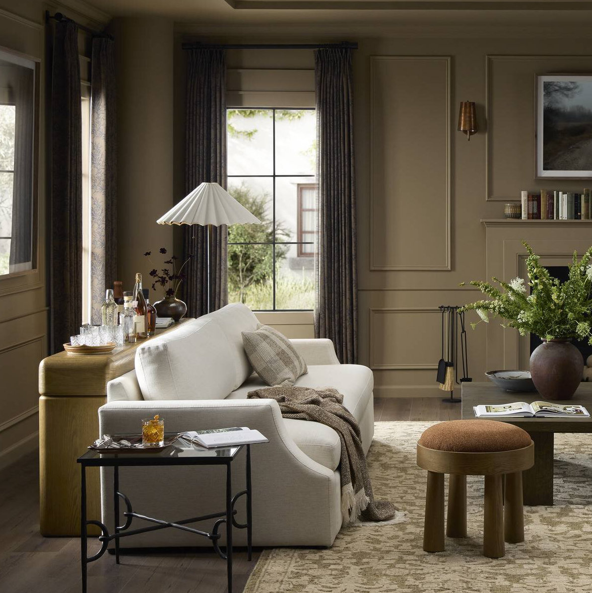 Langston 105" Upholstered Bench Sofa, Crypton Nomad Snow