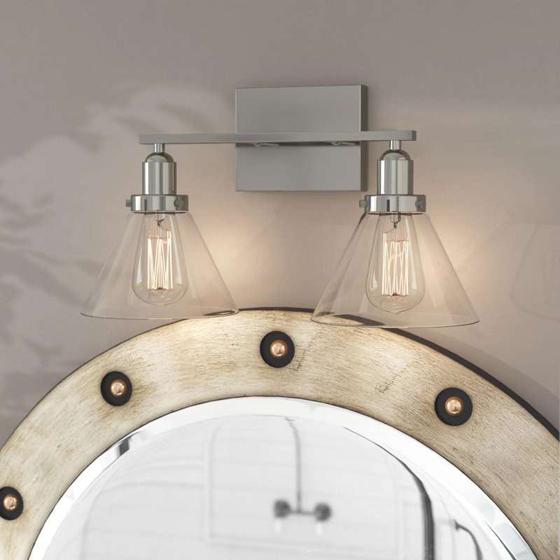  Éclairage pour salle de bain 2 lumières Drake en nickel poli, Nickel poli