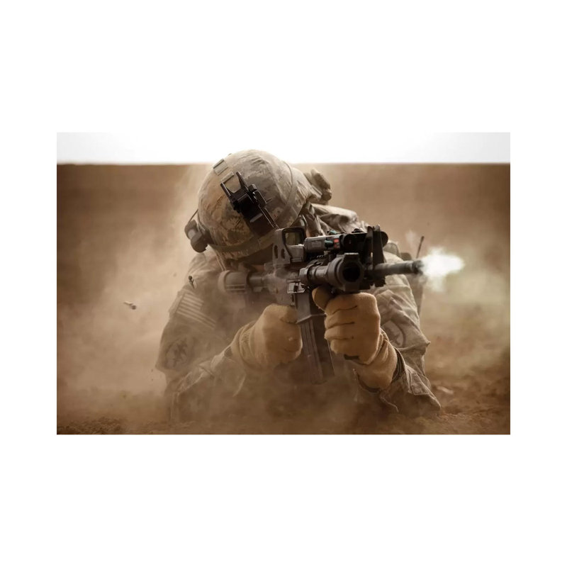 US Army Ranger In Afghanistan Combat Scene by Tom Weber - Wrapped Canvas Print, 101.6 cm H x 66.04 cm W x 3.175 cm D