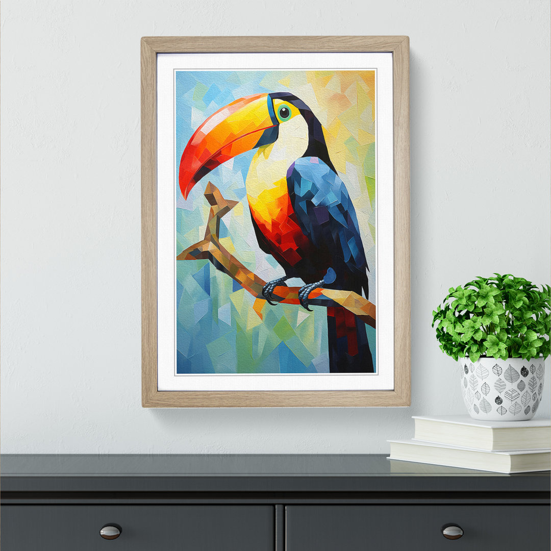 Toucan Cubism - Single Picture Frame Print on Wood