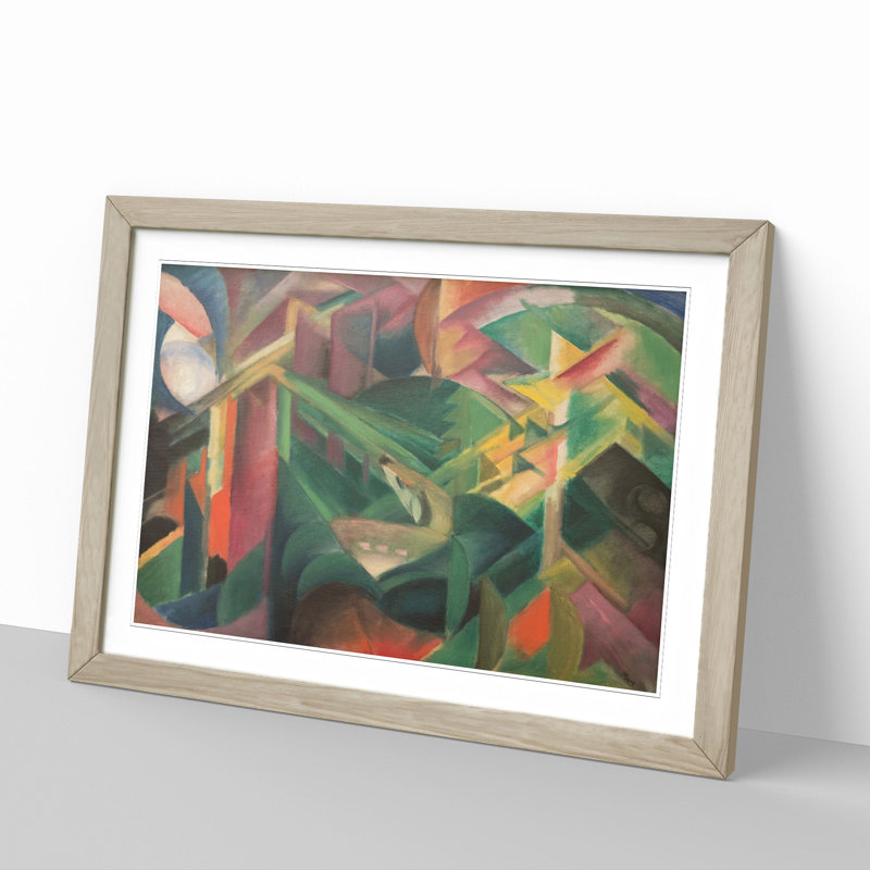 Deer in the Garden by Franz Marc - Picture Frame Painting, Oak, 65cm H x 90cm W x 2cm D