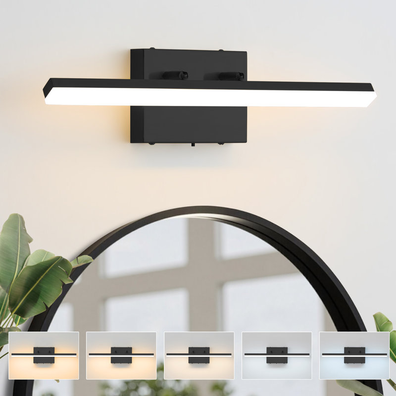 Bedale 1-Light Dimmable LED 20W Bath Bar With 5 Color Temperatures Wall Sconce, 4.52" H x 18.11" W x 3.14" D, Matte Black