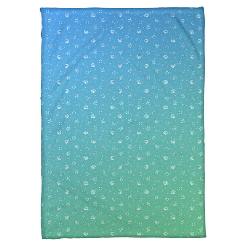 Couverture Katelyn Elizabeth Seashell, l 62,5 po x L 82,5 po, Bleu / vert