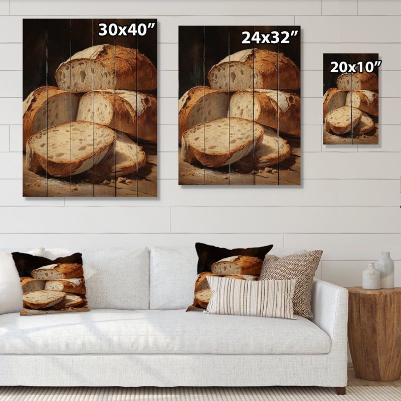 «Food Artisan Bread I» sur bois, H 40 po x l 30 po x P 0,78 po