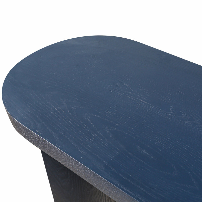 Console 60 po avec plateau de table ovale pour vestibule de vestibule de salon, Bleu marine