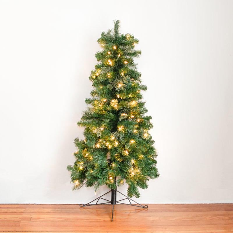 Home Heritage Pine 5' Artificial Half Christmas Tree Prelit 100 LED Lights