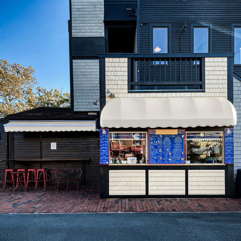 Awntech Chicago Acrylic Fabric Fixed Awning, 33.25" H x 64.5" W x 26.25" D, Oatmeal Tweed
