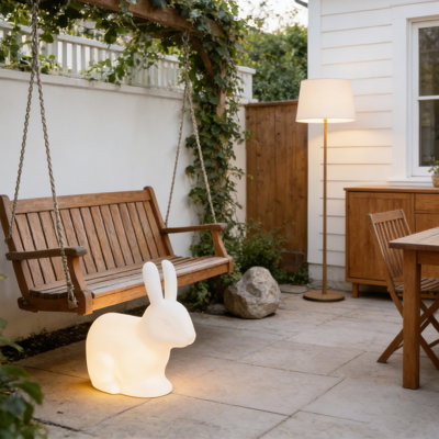 19" Solar Powered Rabbit Outdoor Light, 16 Rgb Colours 4 Lighting Modes, Ip65 Waterproof, Dual Solar & Usb Charging, Remote Control, Decorative Garden Light For Patio Yard Lawn