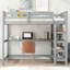 Lit mezzanine double avec tablettes de rangement et bureau sous le lit-1735618703