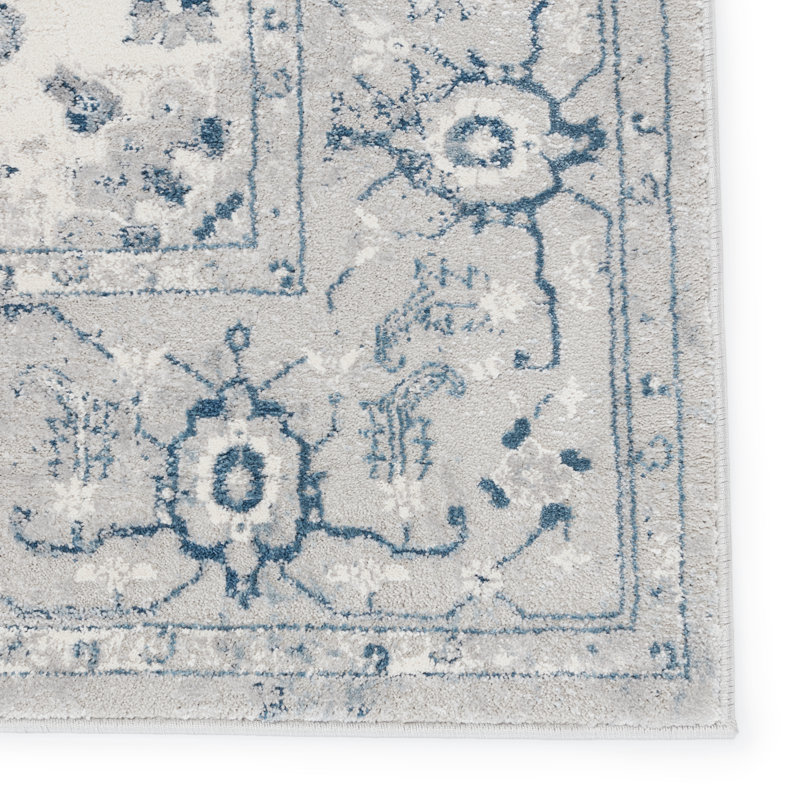 Tapis oriental gris clair / bleu Christopherso, Tapis de couloir 3 pi x 8 pi