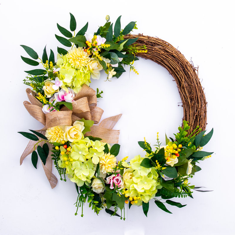 Handcrafted Faux Hydrangea 16'' Wreath