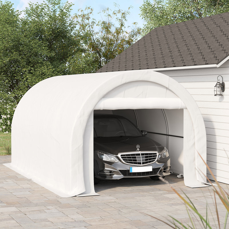 Outsunny 10' X 16' Carport, Stainless Steel, White