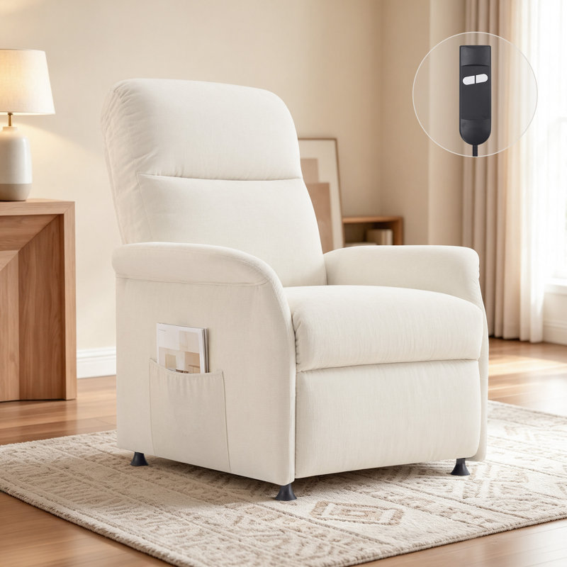 Fauteuil d'appoint inclinable électrique avec poches latérales, fauteuil inclinable rembourré avec dossier épais