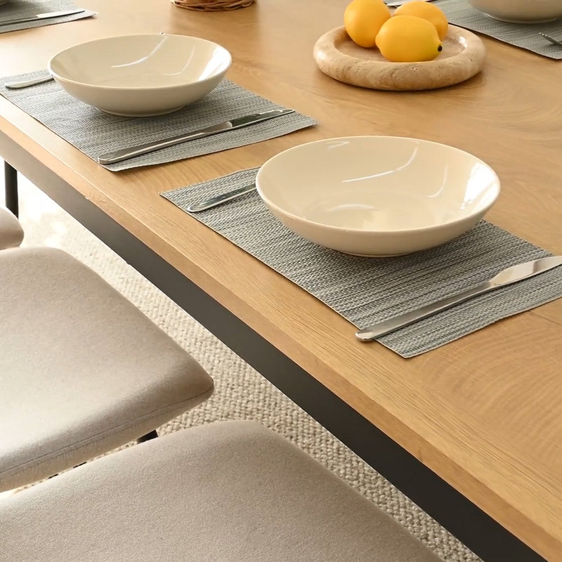 Seibold 67" Rectangular Wood Desktop Dining Table, Oak