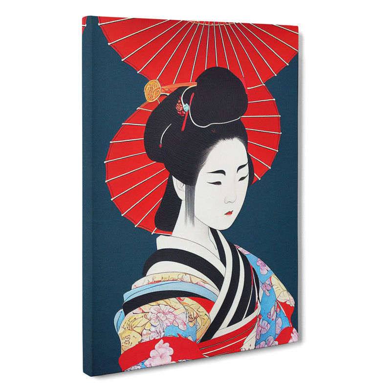 Traditional Geisha No.3 - Wall Art, Wrapped Canvas, 50cm H x 35cm W, No Matte