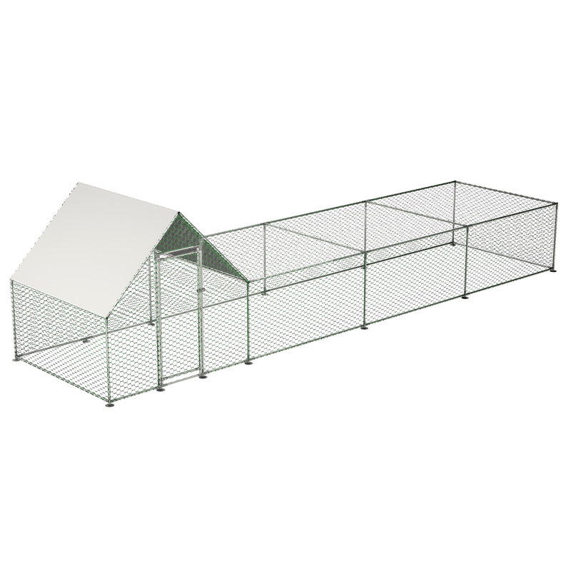 Poulailler d'extérieur de 26 pi l 6,7 pi x P 6,6 pi avec grillage hexagonal en acier enduit d'une bâche imperméable - Housse pour volaille