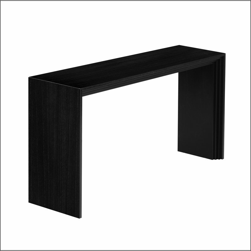 Modern Style Console Table made of Paulownia Solid Wood Veneer,Suitable for Foyer, Living Room, or Entryway., Black