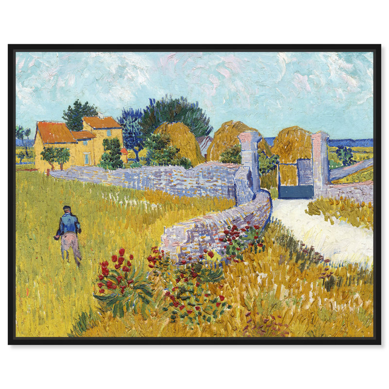 «Farmhouse in Provence» par Vincent Van Gogh - peinture sur toile, H 24 po x l 20 po, Cadre noir