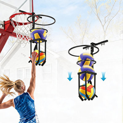 Volleyball Training Aid, Adjustable – Solo Spiking & Serving Practice Trainer, Attaches to Home Hoop, Improve Arm Swing & Hitting Technique, Black