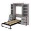 Lit escamotable double avec tablettes et tiroirs