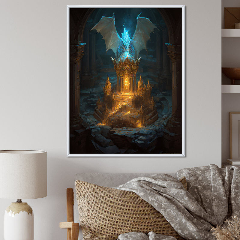 "Célébration de l'esprit du dragon I", reproduction sur toile, H 32 po x l 24 po, Cadre flottant blanc