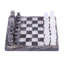 Mini jeu d'échecs gris et ivoire en onyx et marbre gris et ivoire
