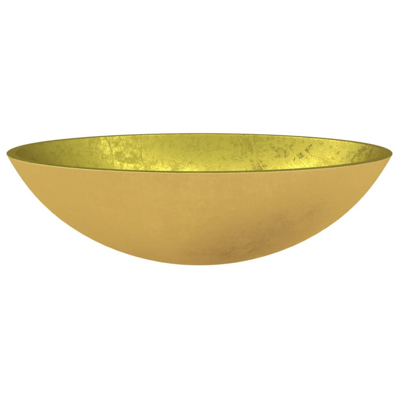 Metro Lane Adaryll 500 mm L x 370 mm W Glass Circular Sink, Gold/Green