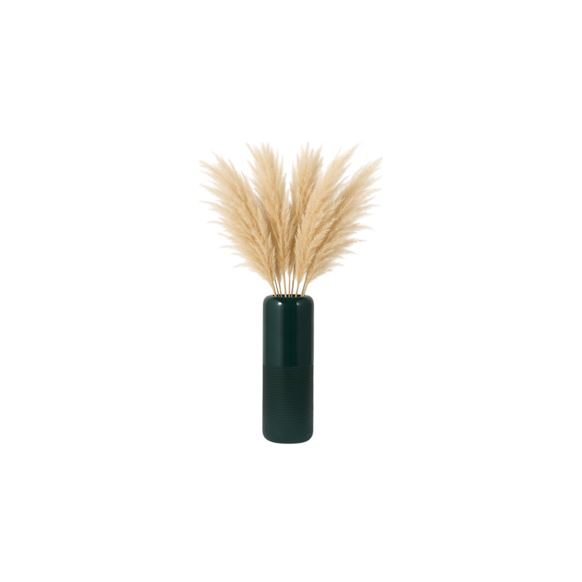 Rachael Stoneware Ceramic Vase with Textured Body and Rounded Rim Design, Green, 18" H x 6" W x 6" D