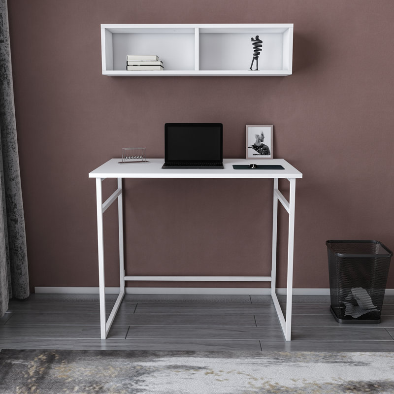 Hussum Metal Base Writing Desk, White