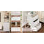Bibliothèque à 5 niveaux avec tiroir, bibliothèque haute avec tablettes, organisateur de bureau, présentoir pour salon, chambre à coucher, salle d'étude, cuir blanc