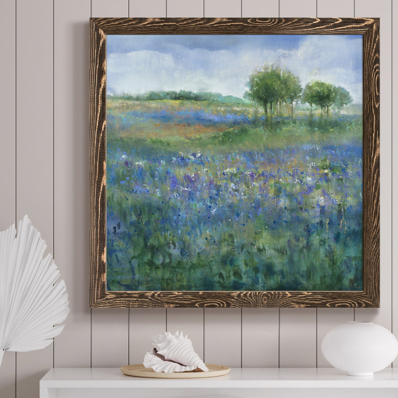 " ROLLING HILL ", 35.5" H x 35.5" W x 1.5" D, Walnut Framed