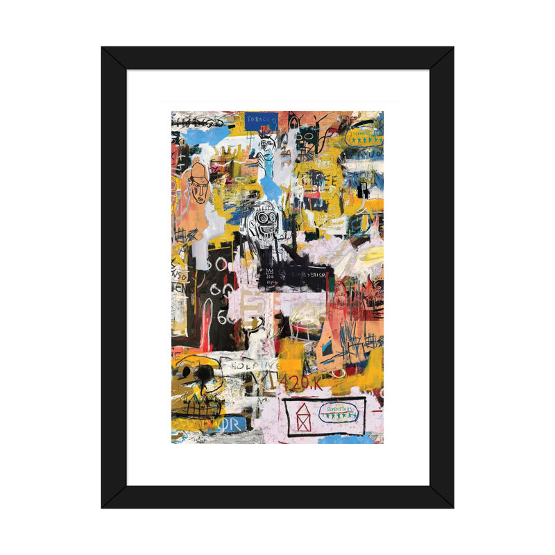 «Basquiat World» par PinkPankPunk - impression d'art graphique, H 24 po x l 16 po, Papier dans un cadre photo, Noir