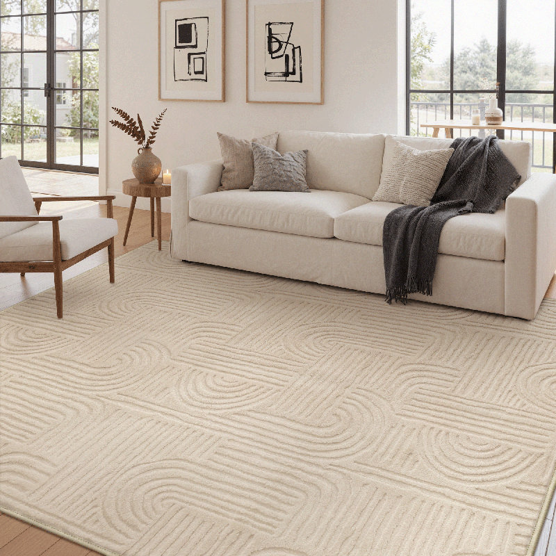 Tapis d'intérieur lavable texturé antidérapant en laine, Rectangle 6 pi 8 po x 9 pi
