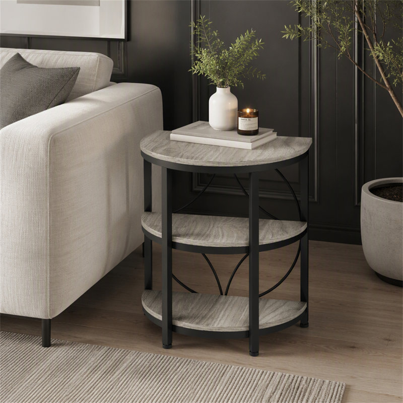 Table de bout demi-ronde, Grey / Black, Grey