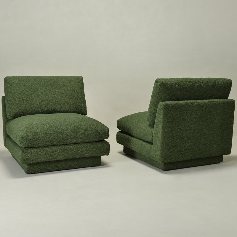 Fauteuil de chambre rembourré Woolf, Boucle verte