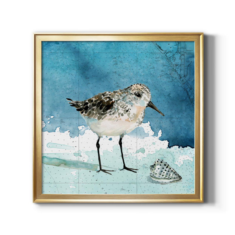 Bay Shore Sandpiper I - reproduction d'art sur toile, H 34,5 po x l 34,5 po x P 1,5 po, Or