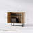 Wood & Rattan Storage Cabinet in Light Oak-96206062