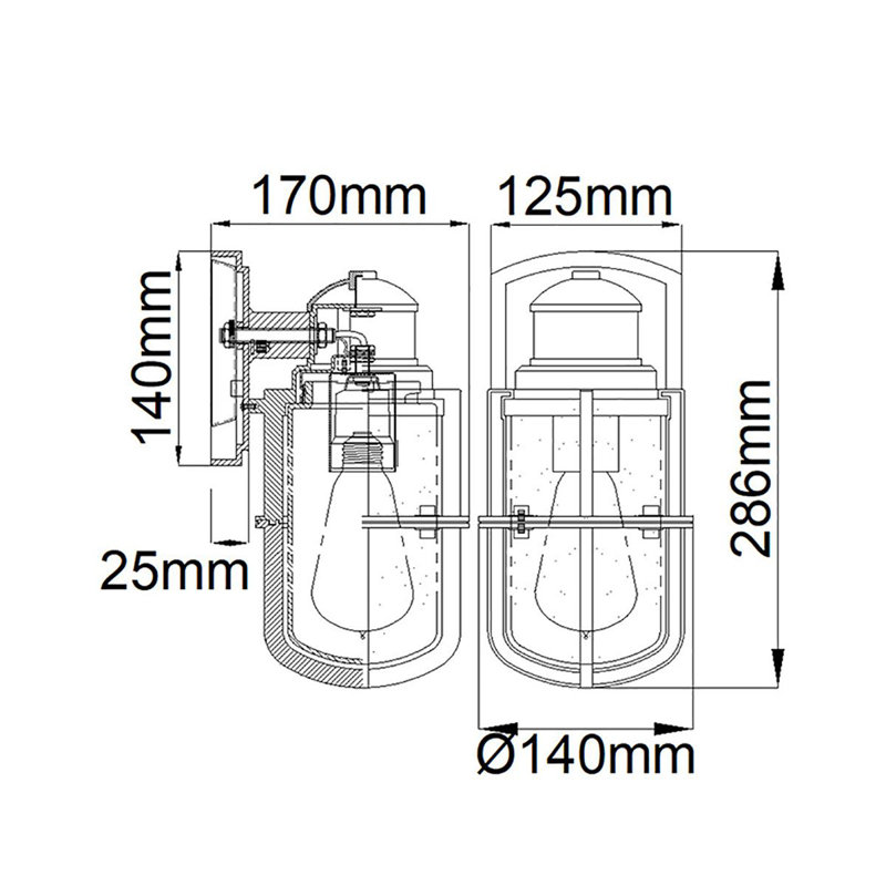 Lakemont Black Outdoor Wall Lantern, 28.6cm H x 14cm W x 17cm D