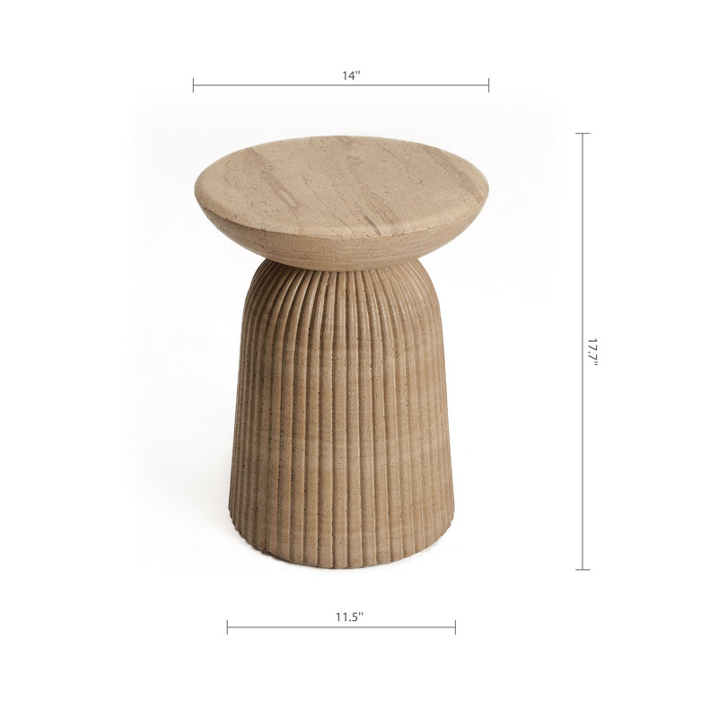 Foundry Select Tithi Stylish Decorative End Table for Elegant Home Interiors, Faux Travertine