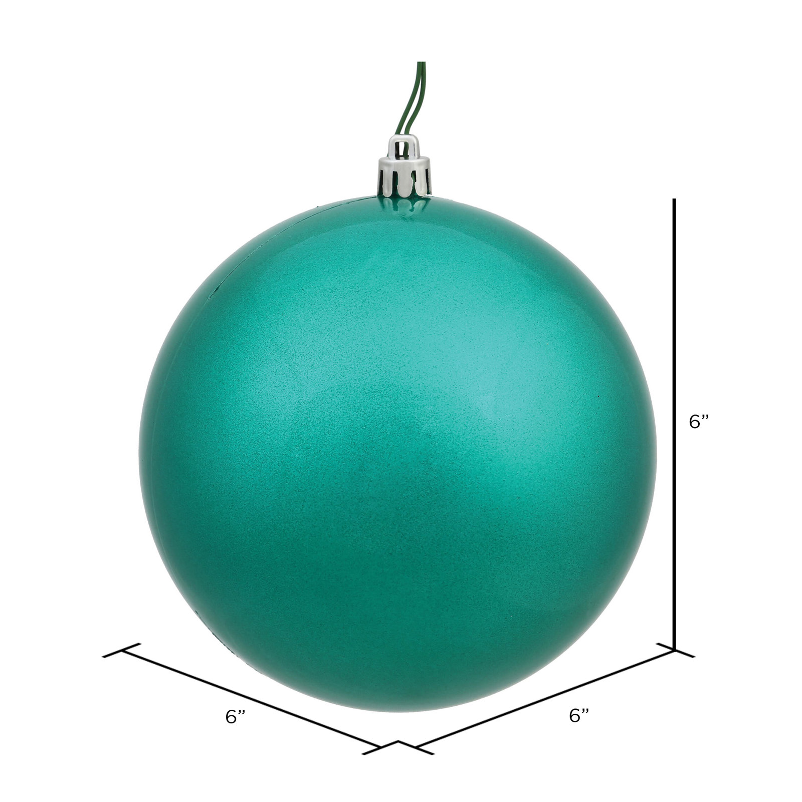 Shatterproof Bauble, 6" H x 6" W x 6" D, Teal